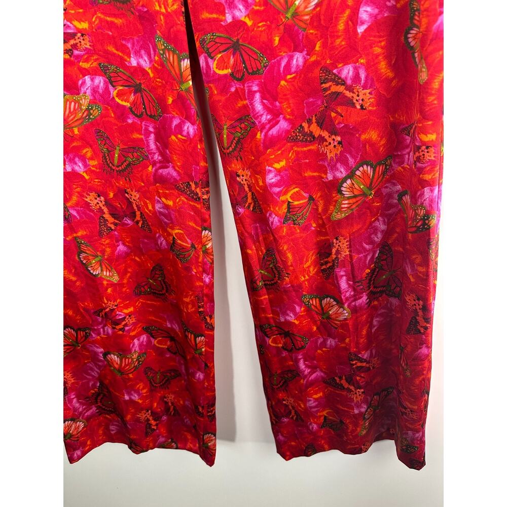 L'AGENCE Luvvy Butterfly Print Silk Straight Leg Trousers Women's Medium ? Pants - Picture 7 of 16